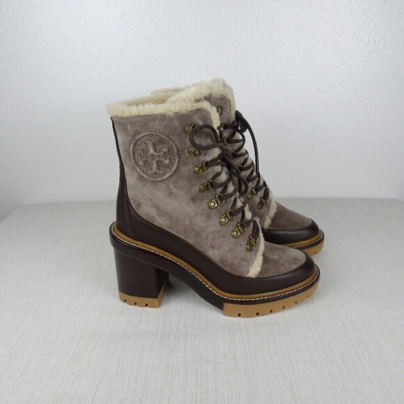 TORY BURCH Miller Shearling Lug Sole Ankle Boots 95MM Suede Leather 6.5 NIB - Picture 8 of 14